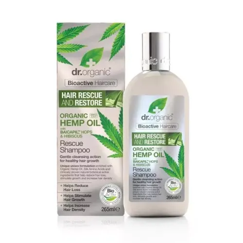 DR. ORGANIC Bio Kendermagolajos hajserkentő sampon (Baicapil formula) (265ml)