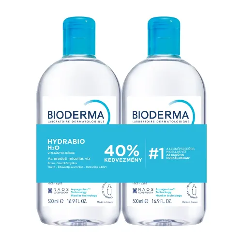 BIODERMA Hydrabio H2O micellás arc- és sminklemosó oldat duopack (500ml+500ml)