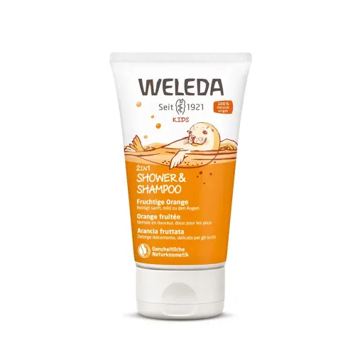 WELEDA 2in1 gyümölcsös narancs gyermek tusfürdő és sampon (150ml)